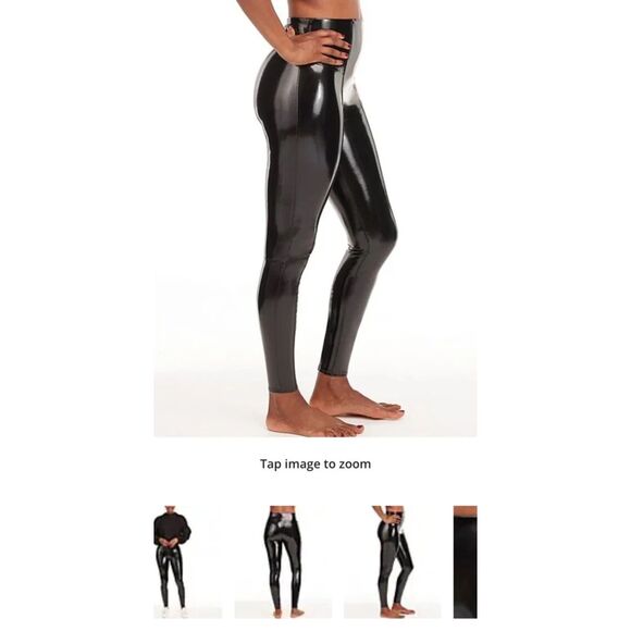 Spanx Faux Patent Leather Leggings Womens XL Black High Waisted Sexy Cosplay NWT - Picture 10 of 12